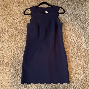 Navy J Crew Scallop Dress